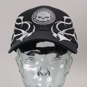 Official Harley-Davidson Motorcycles Skull Cap Silver Tribal Embroidery  Adjusta
